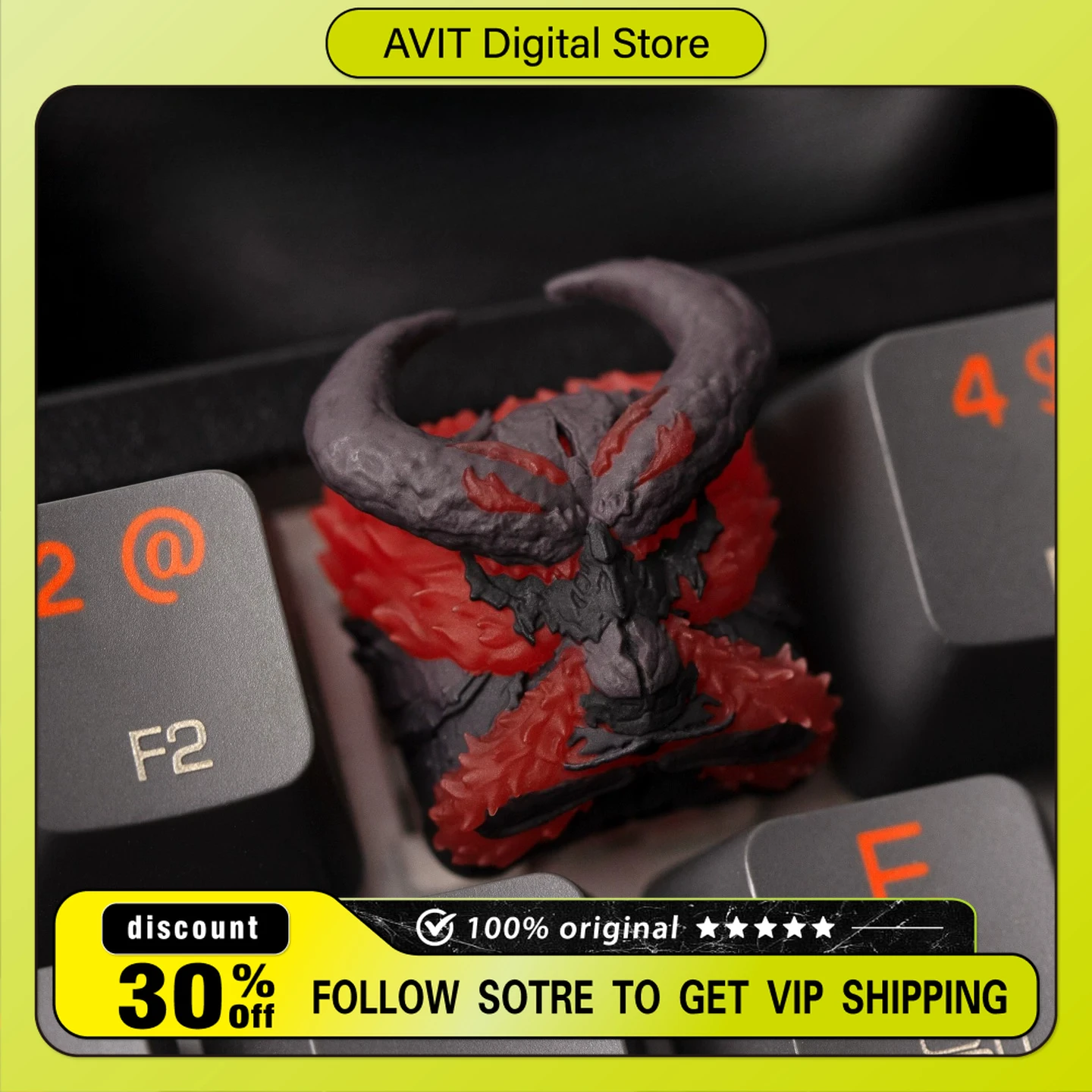 

Колпачки для клавиш Pyroclasm Beast DIY с подсветкой, настраиваемые, из полимерной смолы, для ПК, гейминга, классические, аниме, ESC, персонализированный подарок