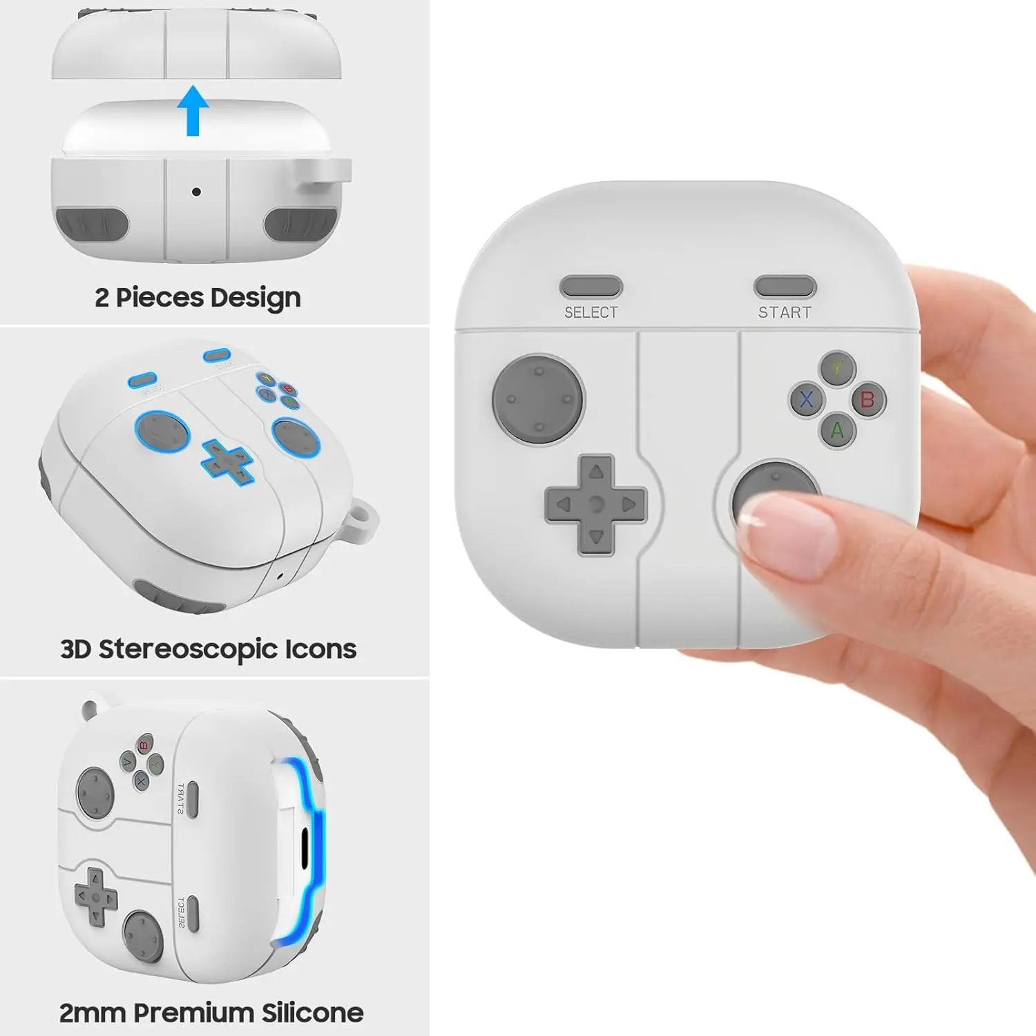 Чехол для Samsung Galaxy Buds FE/Buds 2 Pro/Buds Pro/Buds 2/Buds Live, силиконовый чехол с классическим дизайном игрового плеера