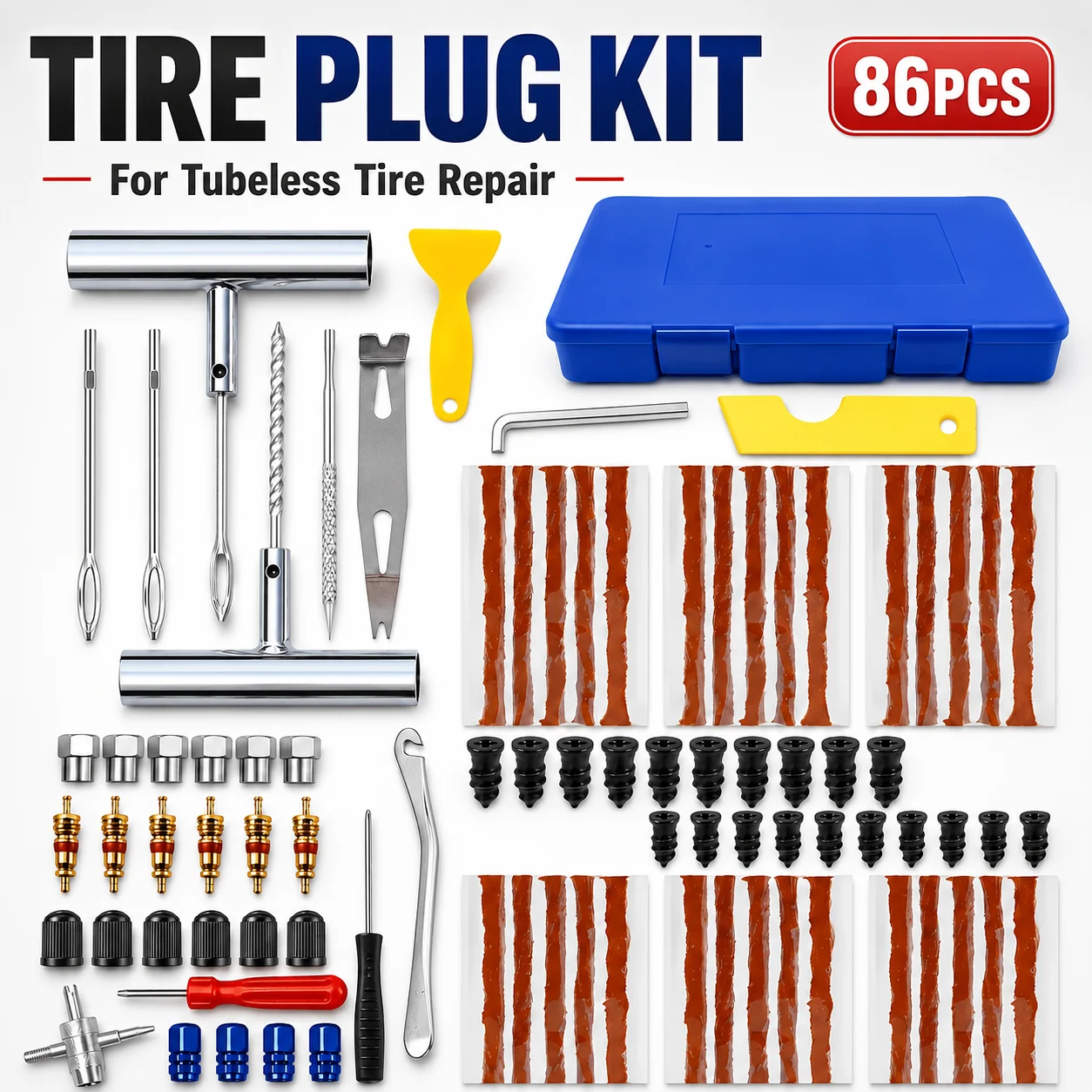 Auto Tire Repair Set Puncture Repair Tools Car Van Motorcycle Bike Emergency Heavy Duty Tubeless Tire Repair Rivet Set