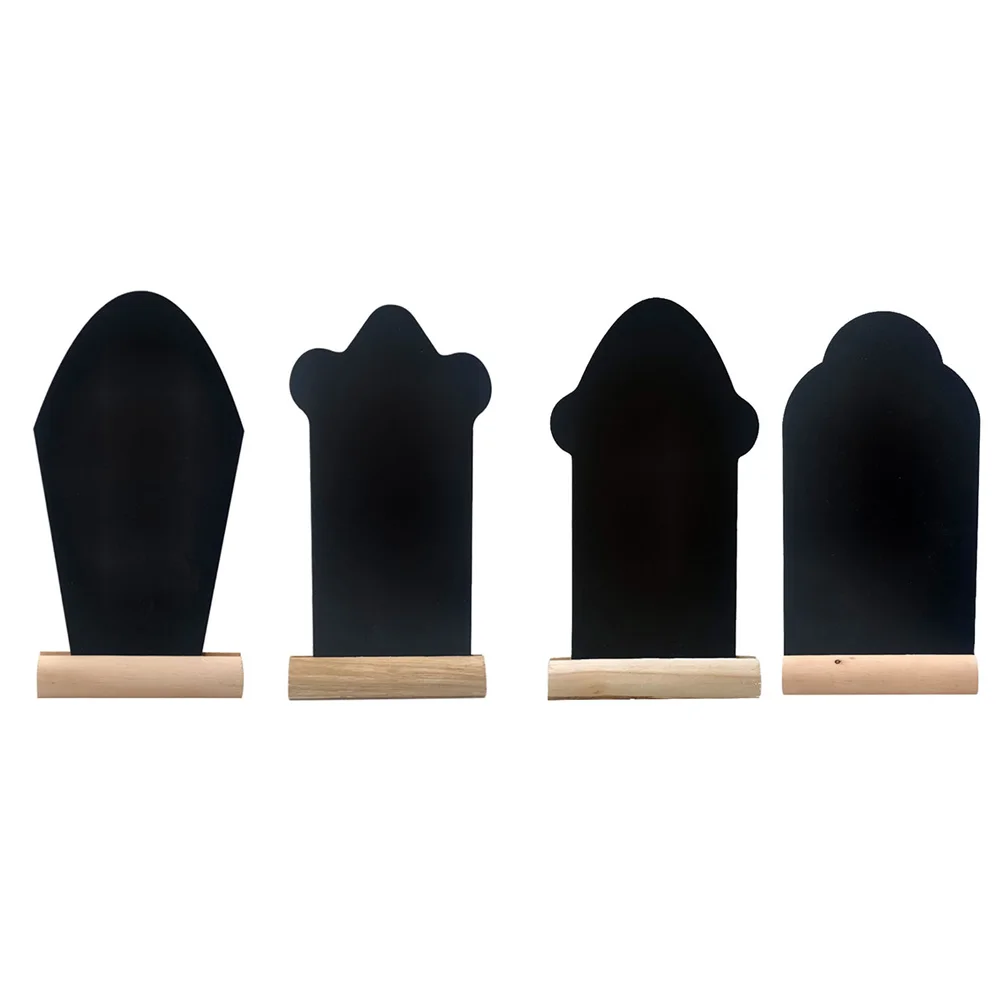 4Pcs Blackboards Decor Reusable Wooden Chalk Message Boards Two-Sided Desktop Note Writing Signs Blackboards Decor