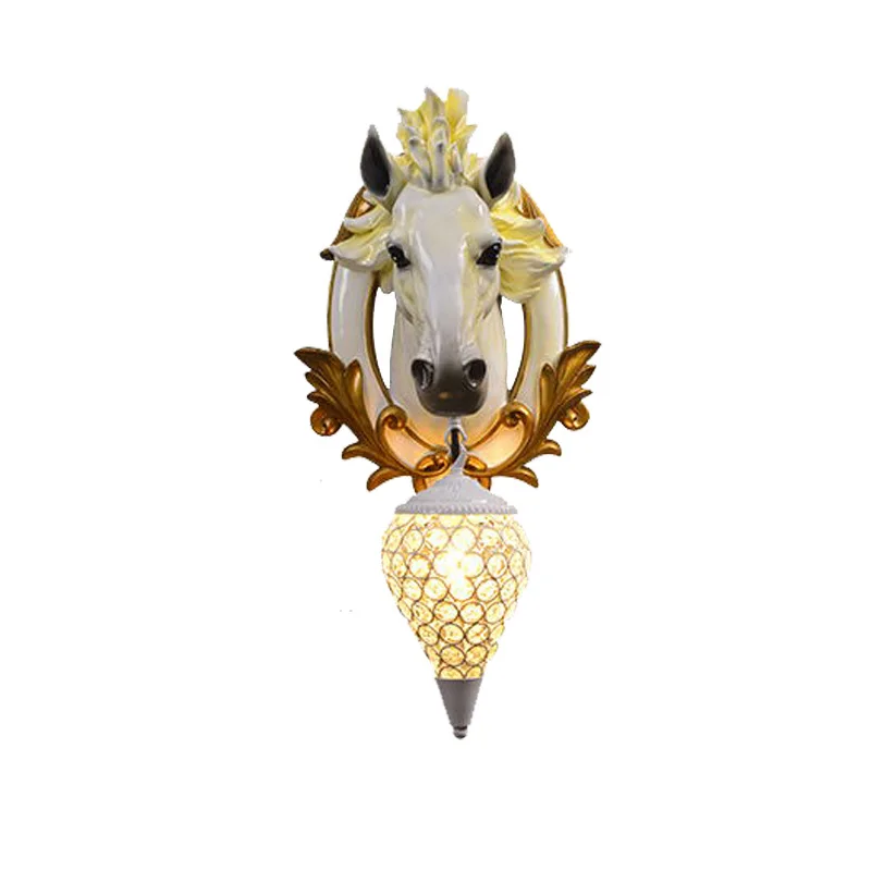 

Modern horse head wall lamp simple living room entrance study European hotel aisle