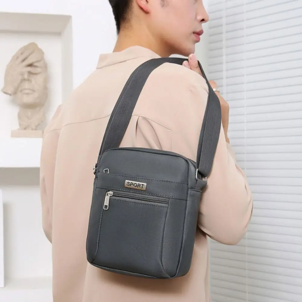 Bolso de hombro para hombre, bolsa de gran capacidad, portátil, con cremallera, multicapa, impermeable, cruzado