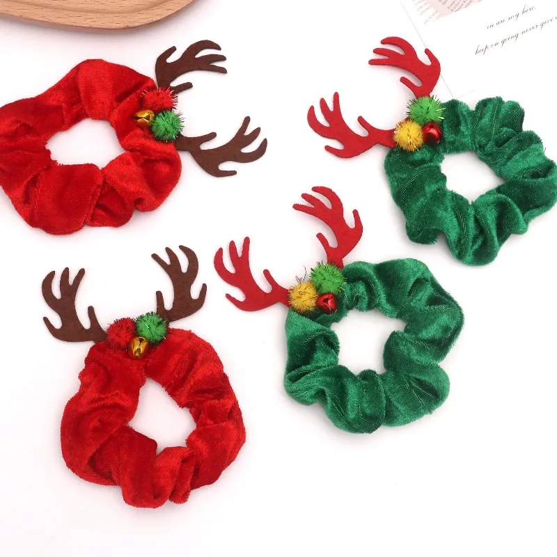 4pcs Christmas Small Gift Furry Elk Hair Accessory Cartoon Atmosphere Holiday Performance Decor Xmas Hair Ornament