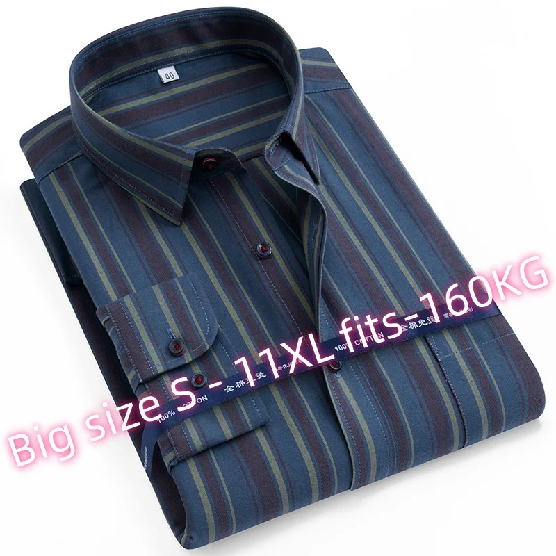

Casual Oversized Outdoor Long Sleeve Shirt Men 11XL Fits 160 KG Fashion Oxford 100 Cotton Long Sleeve Shirt for Men with Pockets