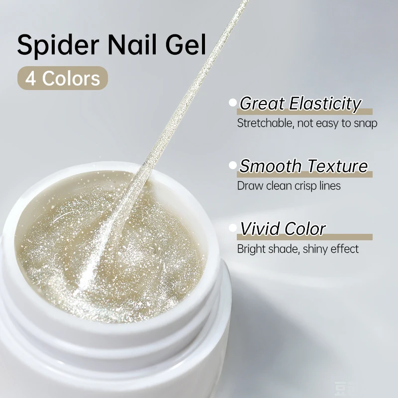 LILYCUTE 8ml Glitzer-Spider-Nagelgel, elastisches Drahtzieh-Gel, Spider-Line-Gel, ablösbarer UV-Gel-Lack, Nagelkunst-Design – Detail 7