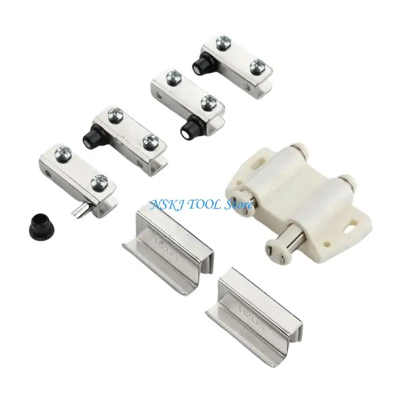 L8RC Push To Open Touch Latches Double Head Catches Closures Glass Door Hinge Clamp Furniture Hardware