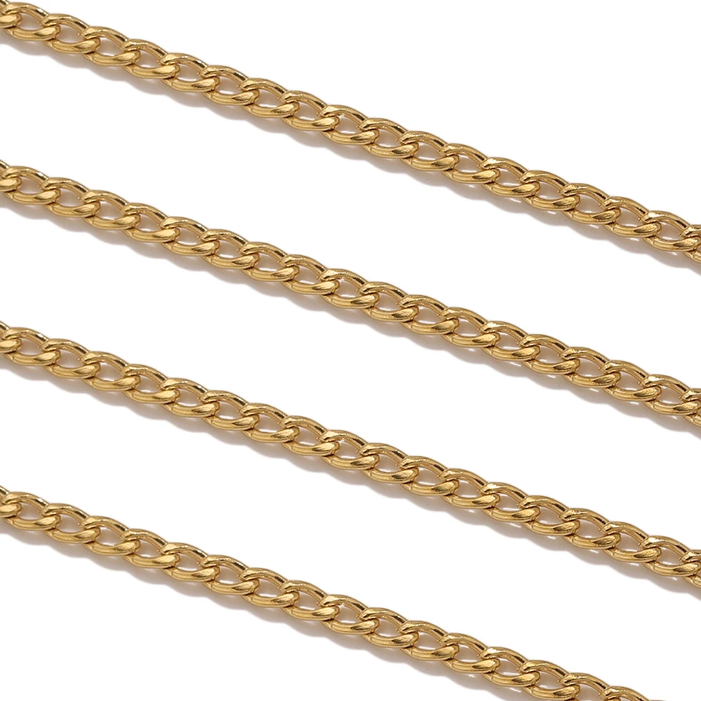 

1/2M NK Twisted Curb Chain 18K Gold Vacuum Plated Stainless Steel DIY Jewelry Making Necklace Bracelet Link Chain Wholesale