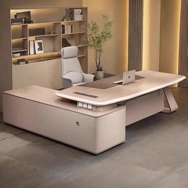 

Italian Minimalist Office Desk Nordic Creativity Designer Luxury L Shape Desk Aesthetic Room Office Furniture Escritorio FYOD