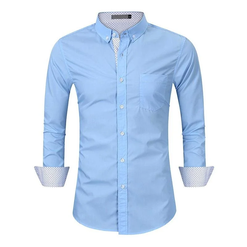 

Men Shirts Plus Size New Arrivals Slim Fit Male Solid Long Sleeve British Style Cotton Men's Office 3 Colors S-2Xl