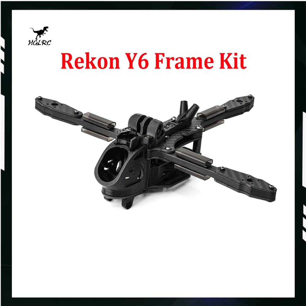 HGLRC Rekon Y6 5-inch Frame Kit Y-Type Long Endurance 3K Carbon Fiber Compatible Analog/O3/Moonlight Kit VTX