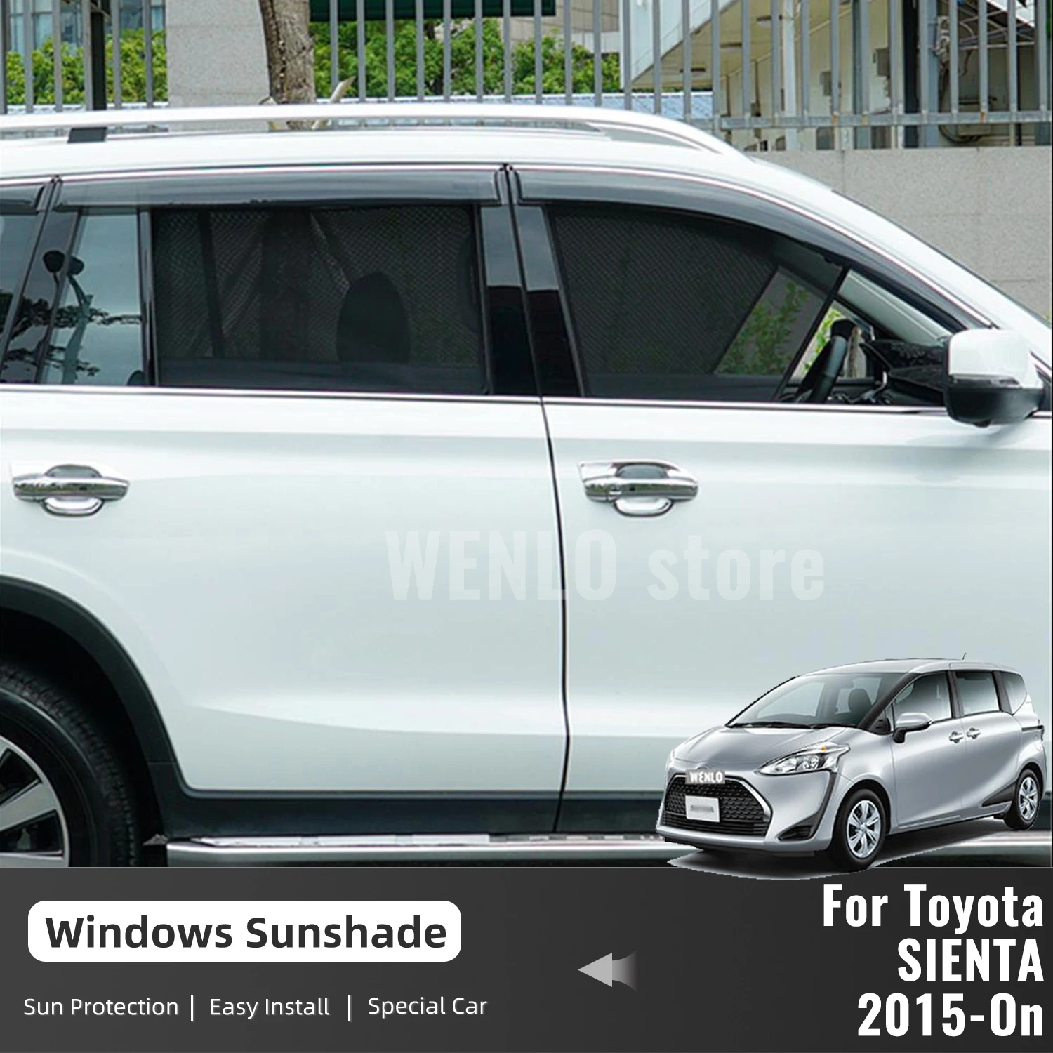 For Toyota SIENTA XP170 2015-2020 2021 2022 2023 Car Sunshade Magnetic Front Windshield Curtain Rear Side Window Sun Shade Visor