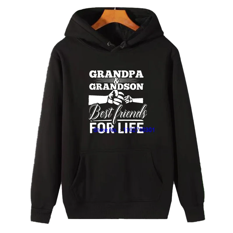 سترة شتوية للرجال الجد والحفيد أفضل أصدقاء مدى الحياة جرافيك قمصان سويت شيرت بقلنسوة سترة سميكة أنيقة