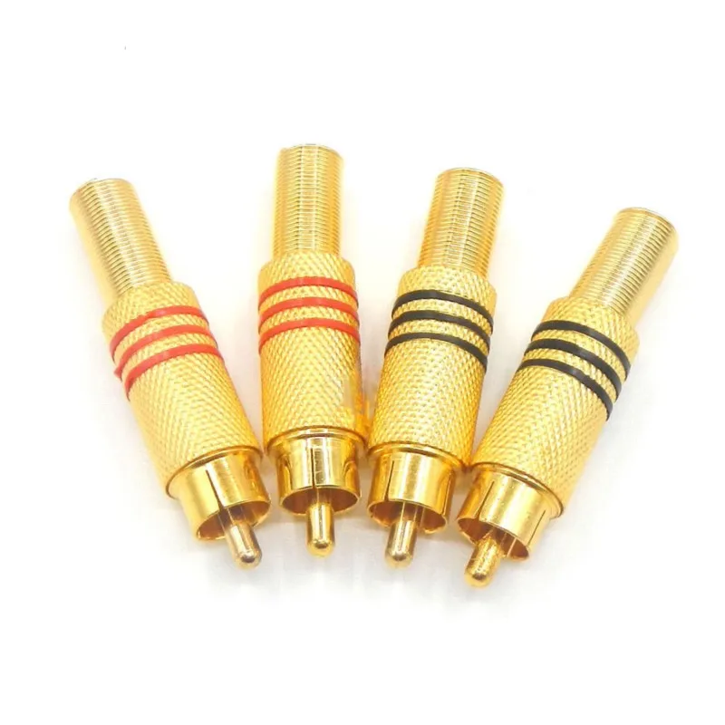 Gold-plated Av No-soldering Head Lotus Port Pure Copper Converter Head Audio Video Av Connector Rca Plug Monitoring Head Plug-In