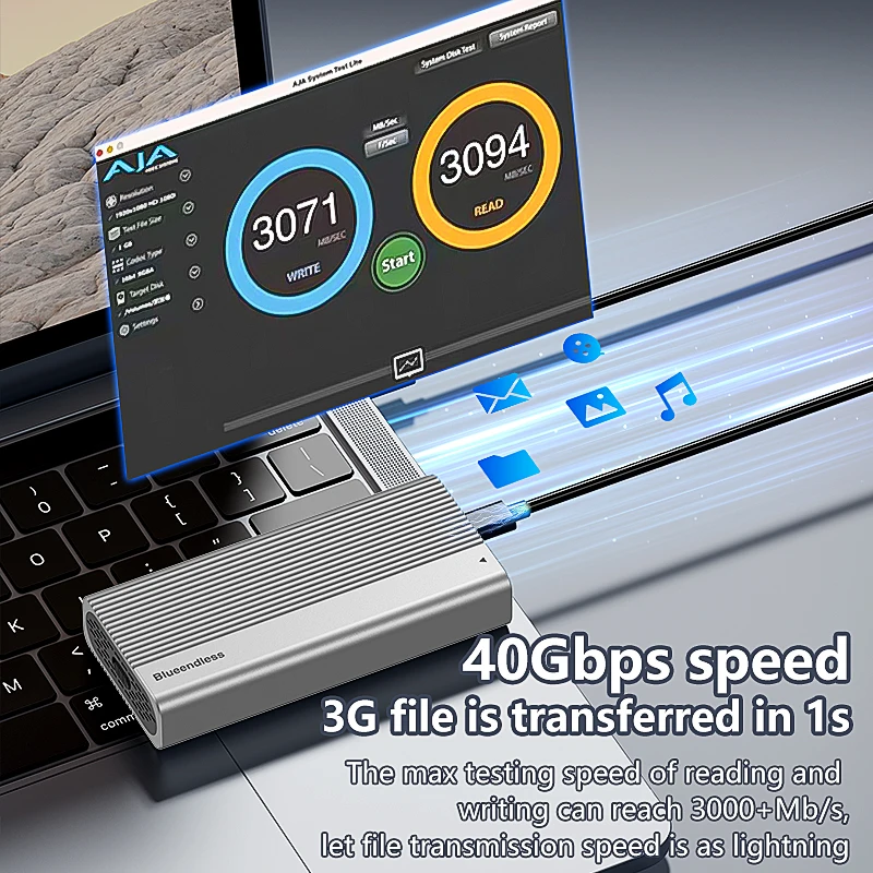 حاوية USB4 M.2 SSD بسرعة 40 جيجابت في الثانية مع مروحة تبريد 8 تيرابايت من الألومنيوم NVME متوافقة مع Thunderbolt 3/4 لأجهزة Mac iPad والكمبيوتر المحمول