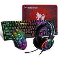 T-WOLF Thunder Wolf TF400 Game Set Luminous Keyboard, Mouse, Earphones Four in One Set OEM Customization
