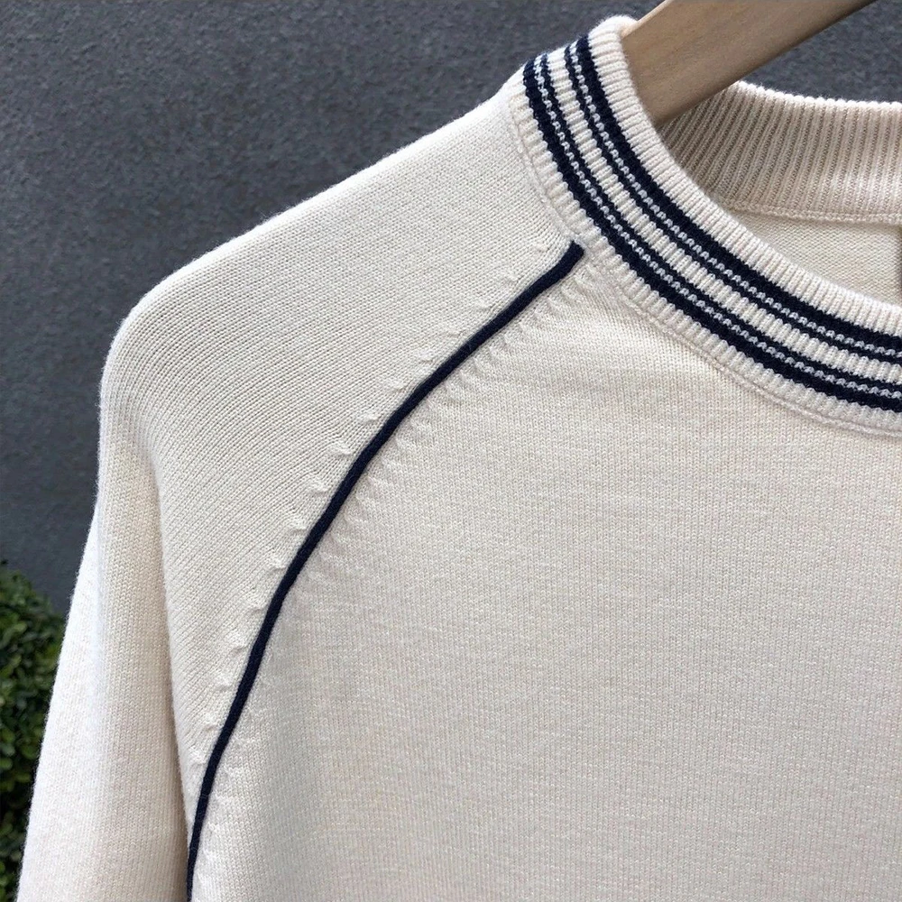 メンズ長袖ストライプセーター,カジュアルニット,キャンパススポーツ,対照的な色,春のファッション,2022