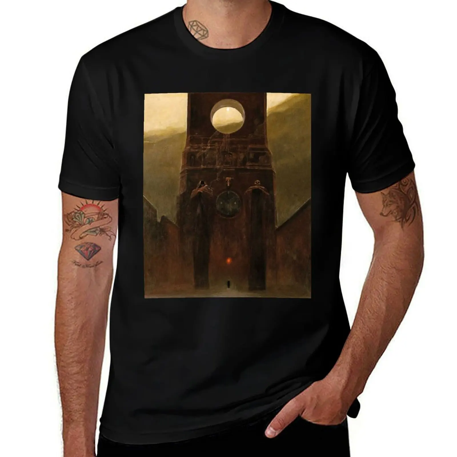 Untitled, by Zdzis?aw Beksiński T-Shirt t shirts for man graphic funny T-Shirt