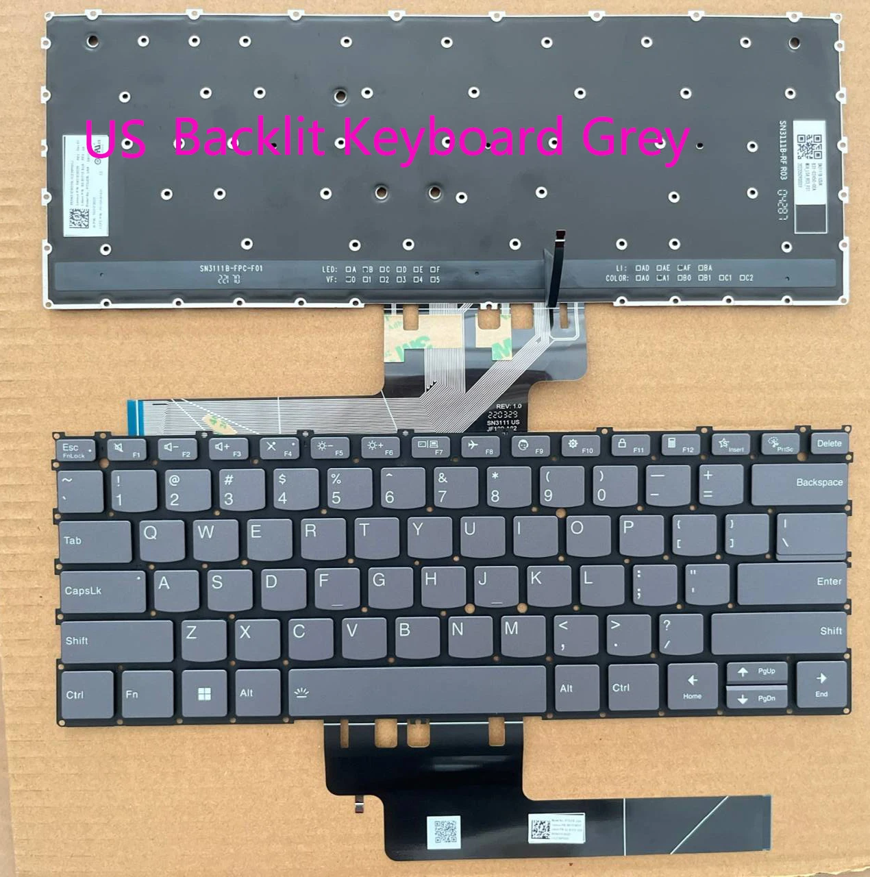 

Клавиатура для Lenovo Yoga Slim 7 Carbon 13IAP7 Серая с подсветкой, американская клавиатура