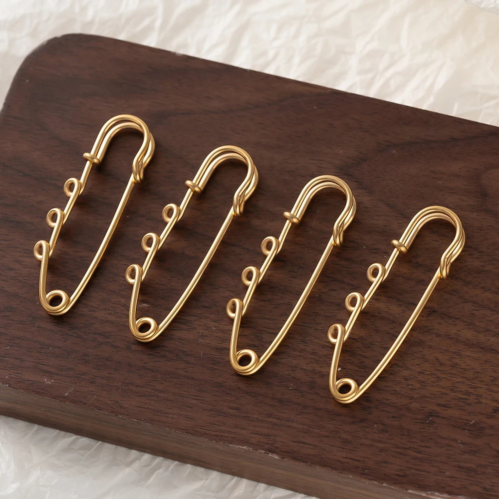 5pcs Stainless Steel Large Safety Pins Heavy Duty Pins Brooch with 3 Loops for DIY Blankets Skirts Fabric Crafts Jewelry Making