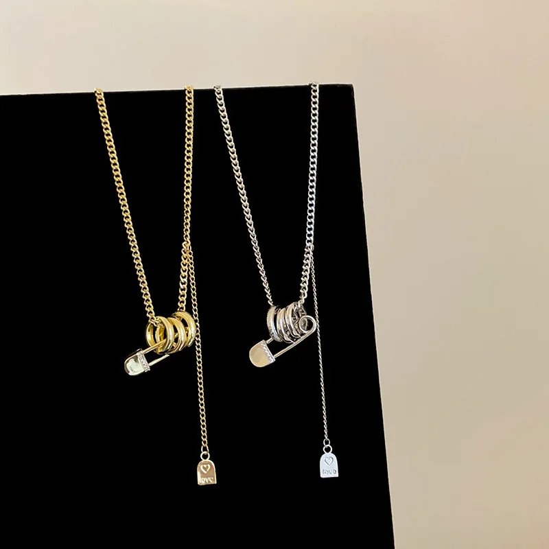 

saftey pin necklace Chokers Necklace For Women Personality Paperclip Clavicle Chain Jewelry Gift