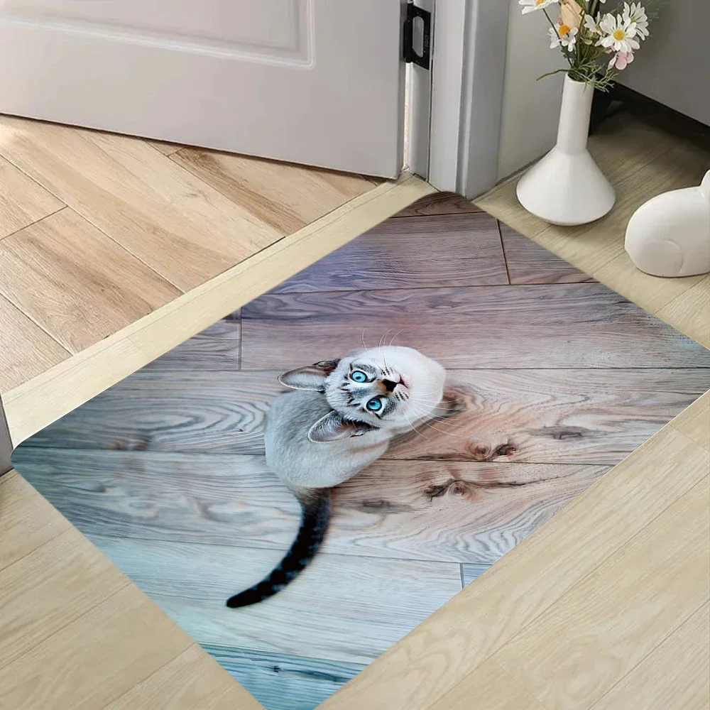 Realistic Cat Puppy Pattern Carpet Mat Rug Soft Non Slip Floor Mat for Living Room Bedroom Home Decoration Floor Mat Welcome Mat