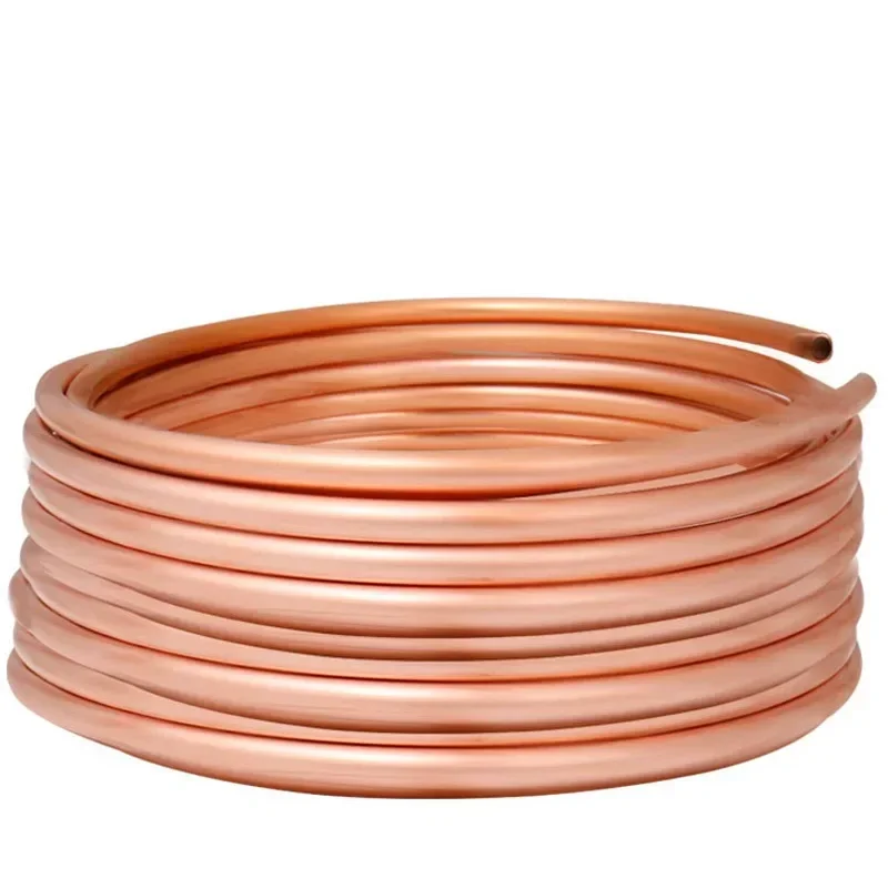 Soft Coil Copper Tube T2 Red Copper Tubing Air Conditioning Refrigeration Capillary Wire Pipes OD 2/2.5/3/4/5/6/6.35/8/9.52/10mm