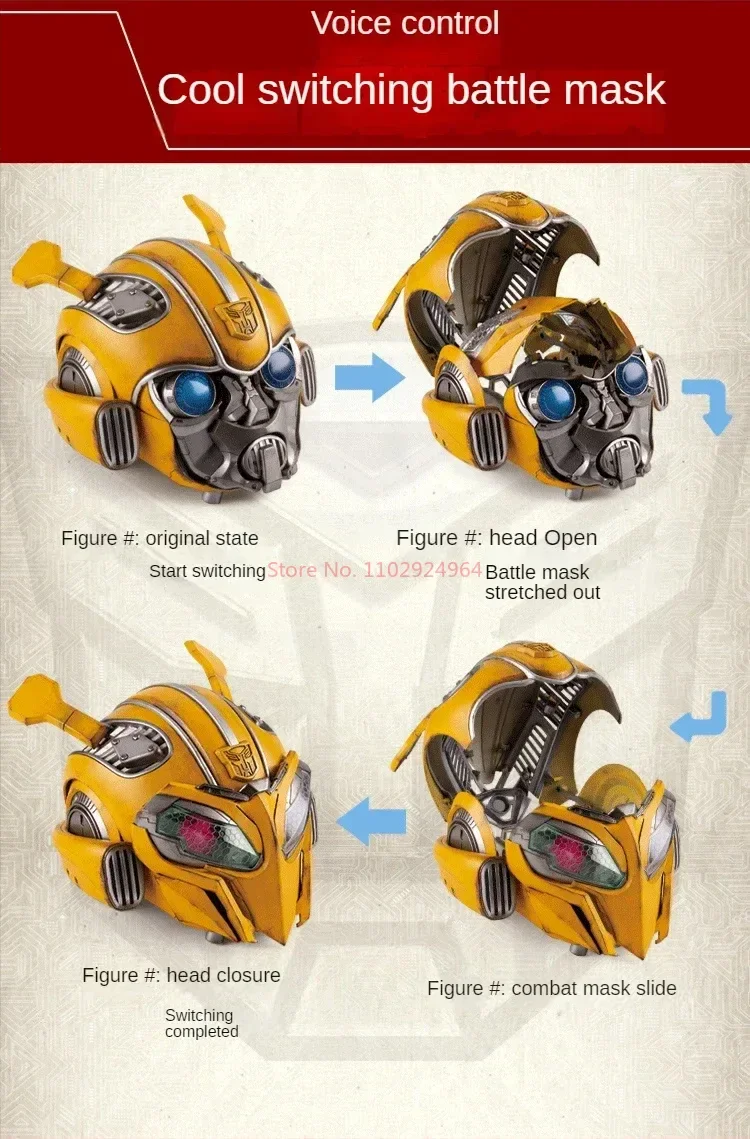 Marvel Iron Man Mk5 Bumblebee Helmet English Voice Control Mask Bluetooth Base Light Up Eyes Action Collection Figurka Zabawka Prezenty