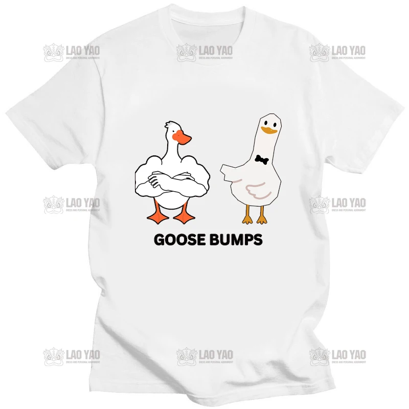 เสื้อยืดห่าน bumps TShirt พิมพ์ลายน่ารักตลกๆสำหรับผู้หญิงผู้ชายผู้หญิงเสื้อลำลองใส่ไปทำงานคอกลมแขนสั้นสำหรับฤดูร้อนเสื้อยืดผู้ชาย