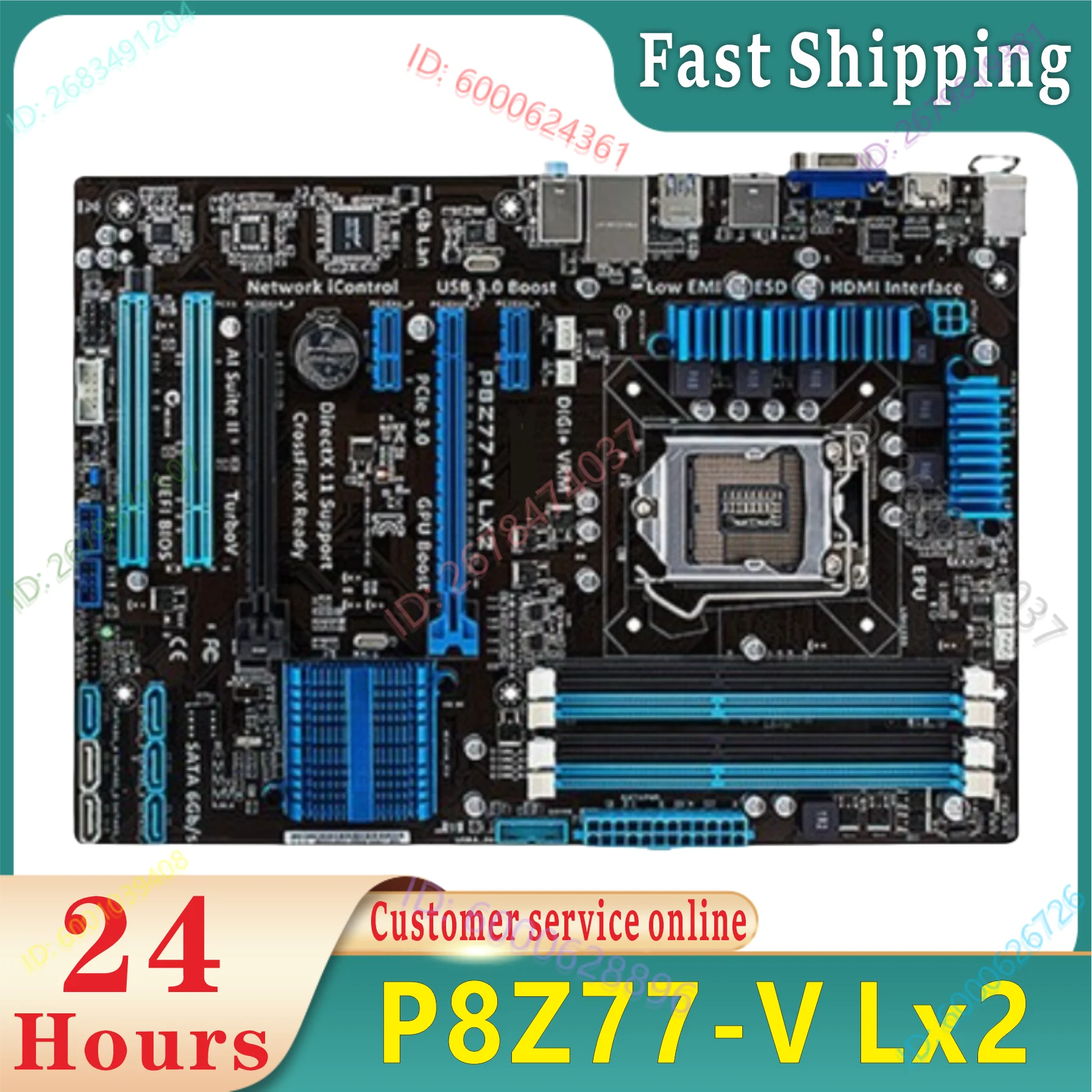 

100% testing P8Z77-V LX2 desktop computer board Z77 slot LGA 1155 i3 i5 i7 DDR3 32G SATA3 USB3.0 ATX computer board