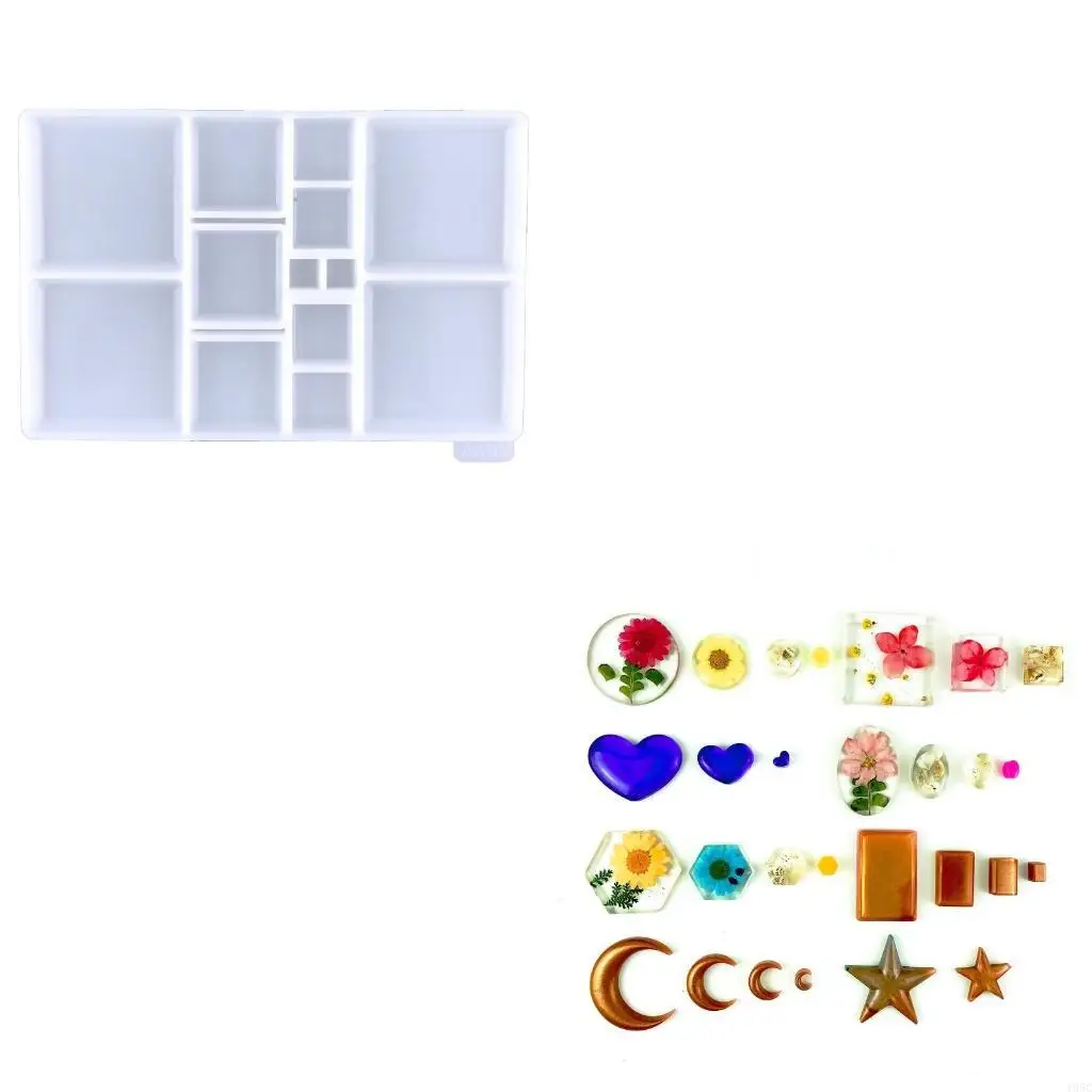 195C Epoxy Resin Silicone Mold with Hole Love Heart Star Moon Handmade Pendant Necklace Craft Tool DIY Jewelry Making Finding