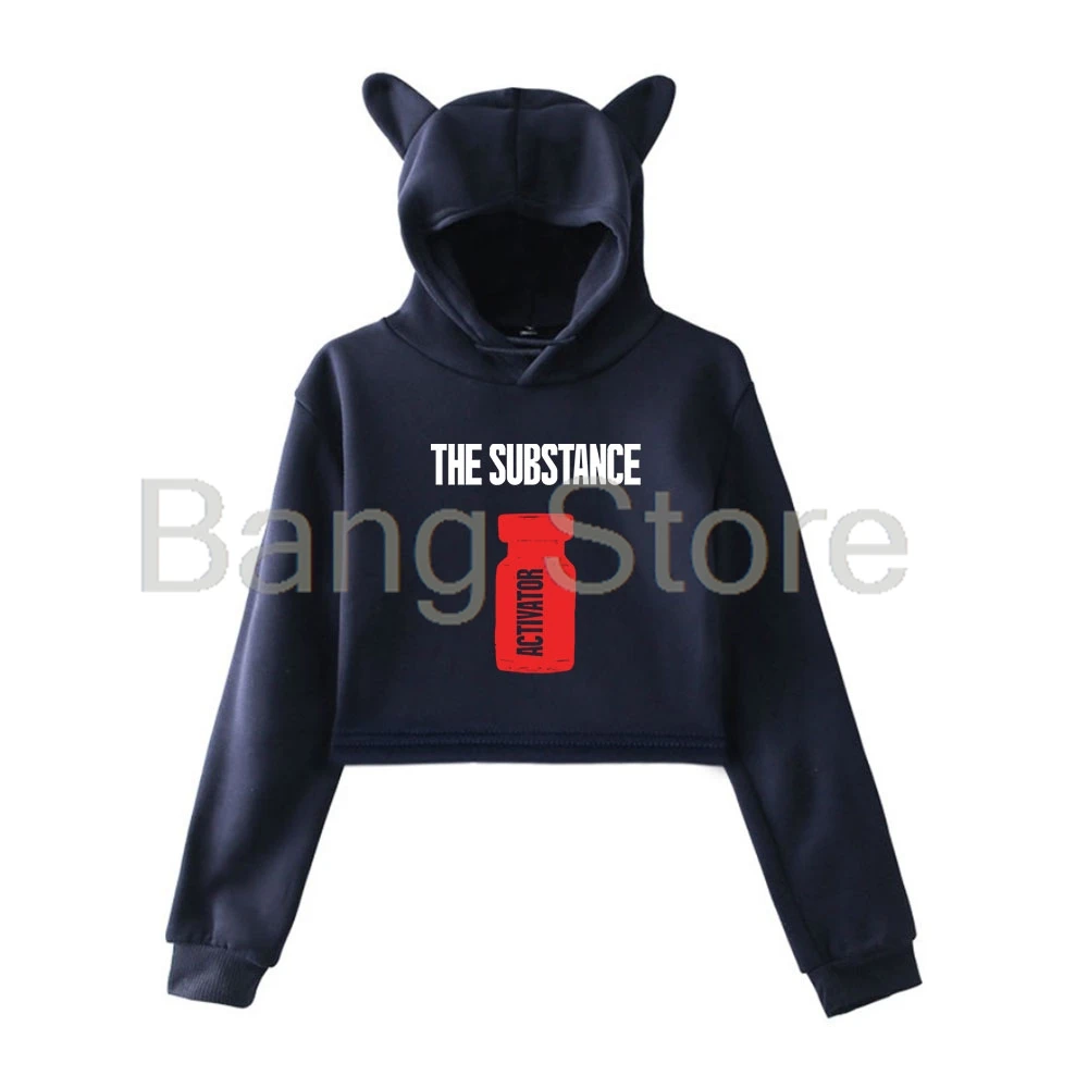 The Substance Cat Ear Hoodie Women Long Sleeve Sweatshirts Casual Streetwear Crop Tops