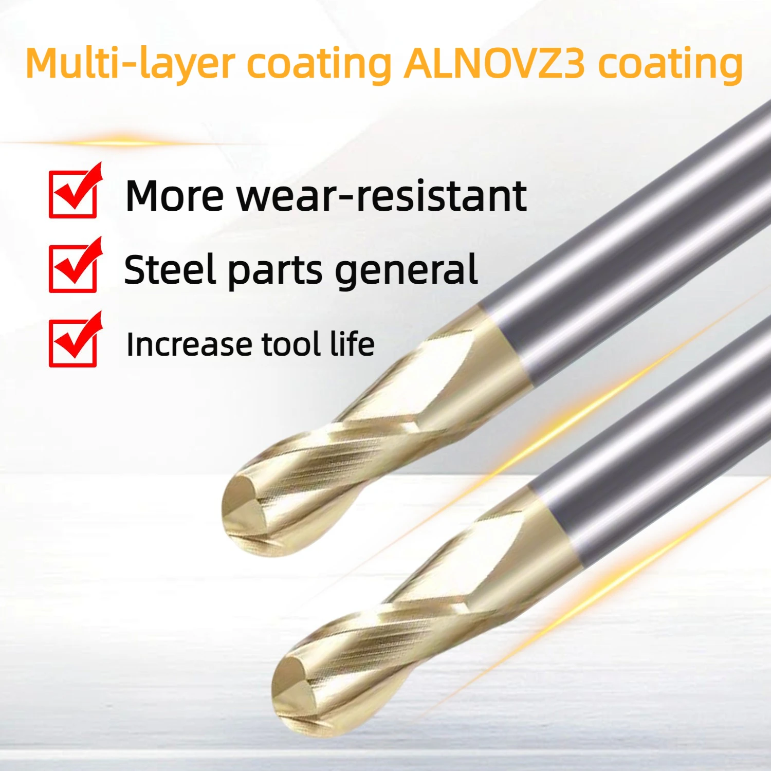 HRC75 2-Flute Solid Carbide Ball End Mill Titanium Alloy Unequal Flute High Hardness Ball End R Ball CNC Milling Cutter R4.5 5.5