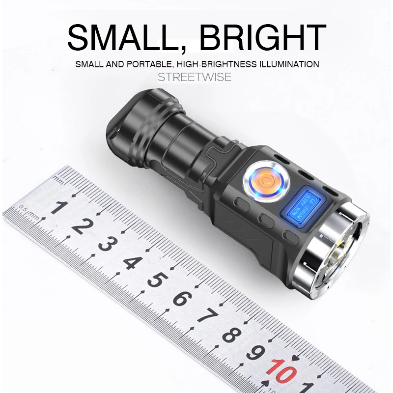 ES03 2000LM Powerful LED Flashlight USB Rechargeable  Super Bright Torch For Night Run Mountaineering Mini Flashlight