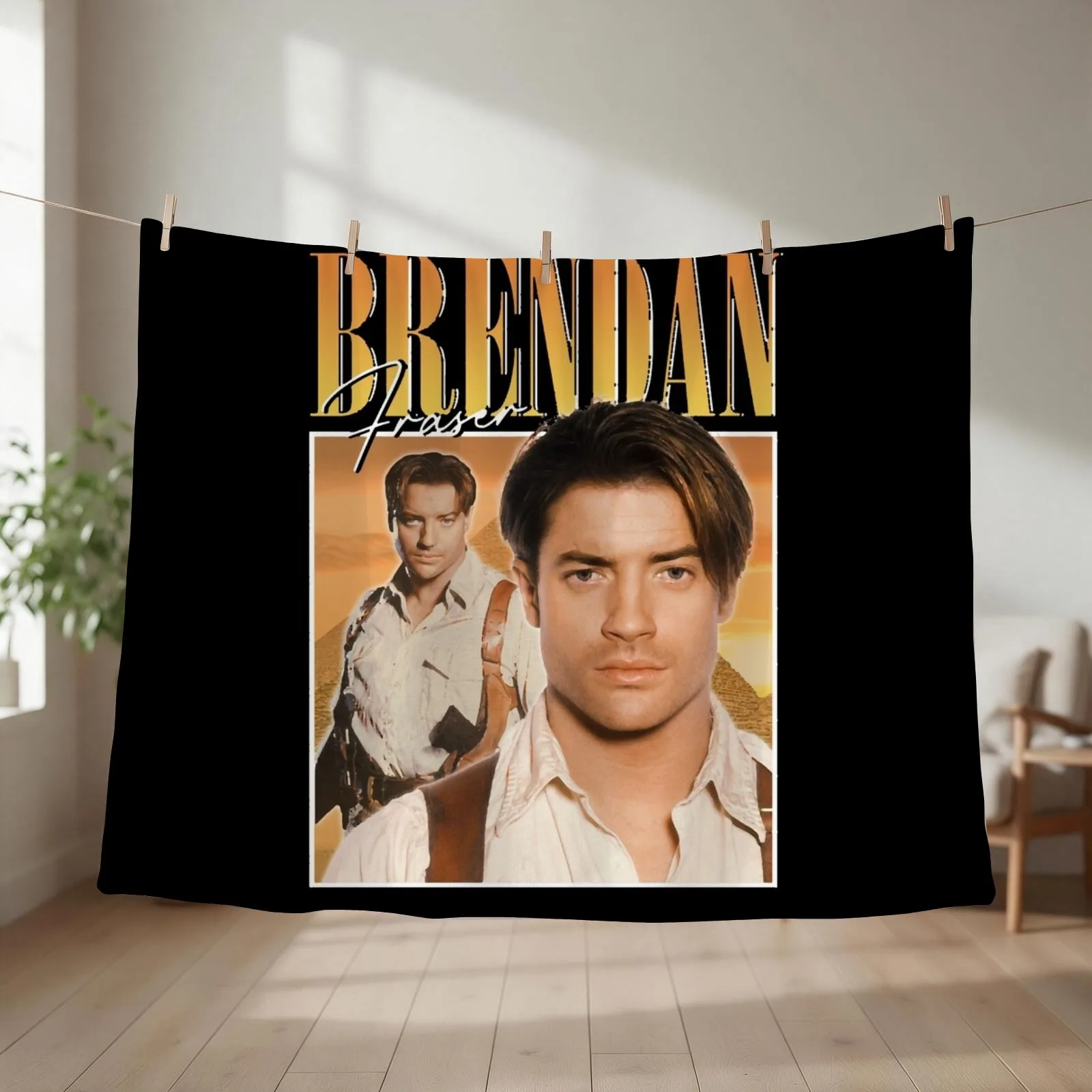 Brendan Fraser 90s style Throw Blanket couch cozy soft plush fuzzy picnic outdoor blanket