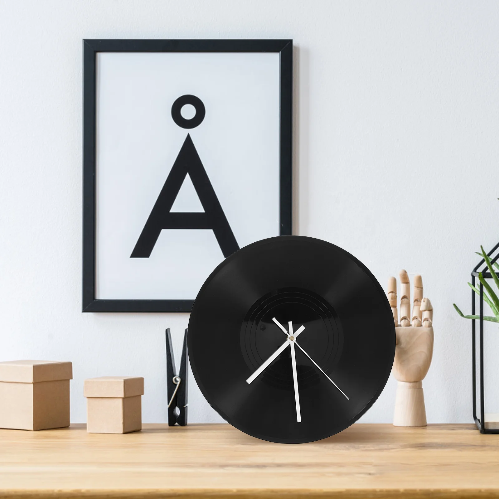 

1 Set Vinyl Record Wall Round Black Decor For Living Room Bedroom Office Home Modern Unique Household Hanging Clock Turntable