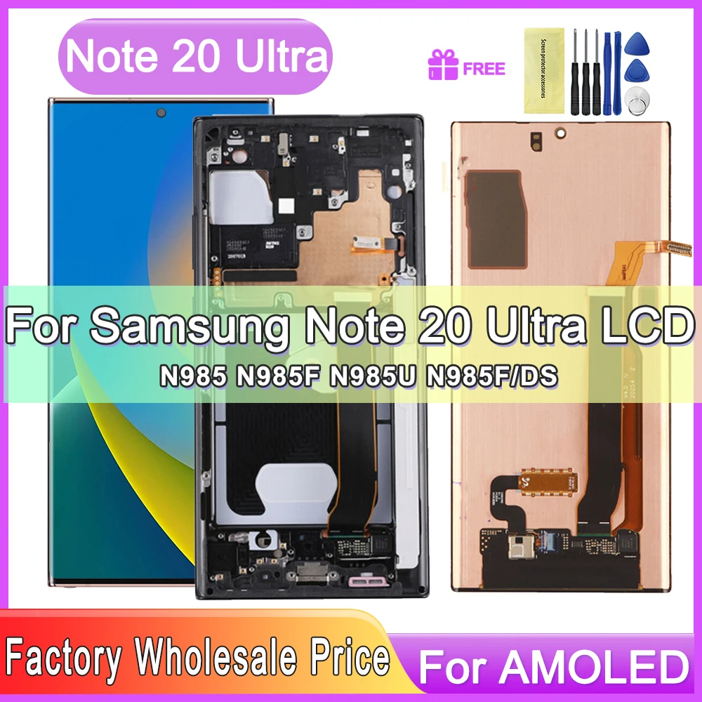 AMOLED For Samsung Note 20 Ultra N986B N985 N985F lcd Display Note20 Ultra 5G SM-N986F LCD Touch Screen Support Fingerprint