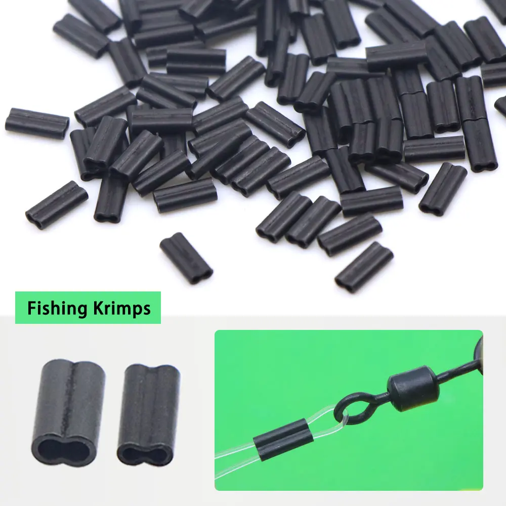 25pcs Carp Fishing Accessories Fishing Crimping Krimps For Chod Rig Swivels Connector Copper Tube Fit Fluorocarbon Line Knotting