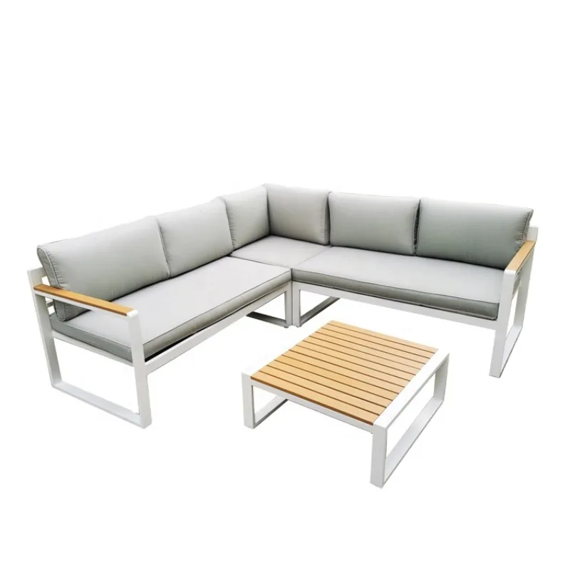 Modern Garden Metal Furniture Set L-Shaped Cast Aluminum Frame Garden Furniture Aluminum Outdoor Home