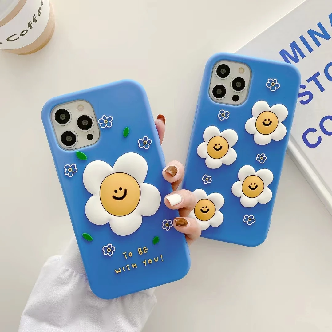 New 3D Beautiful Flowers For iPhone 11, 12, 13pro, 14, 14promax, 15, 15Promax, Soft Silicone Case, Phone Back Cover, Shockproof