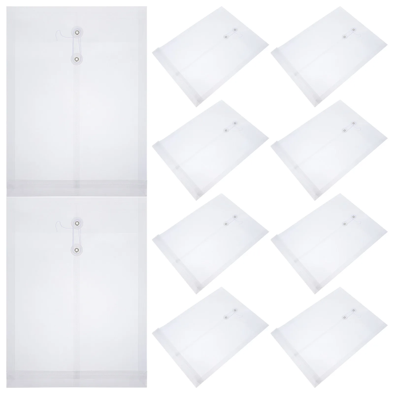 

12Pcs File Bags Clear Document Pouch Thick Reusable Plastic Folders with Rope Button Closure for Office School Home Organization