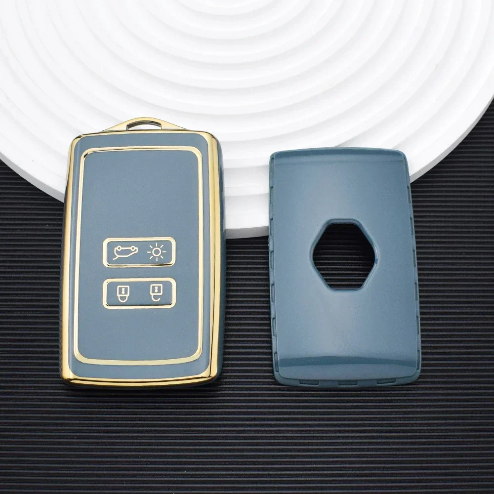TPU Car Key Case for Renault Koleos Captur Megane Clio Scenic Talisman Arkana for Dacia Sandero Car Key Card Cover Keychain Set
