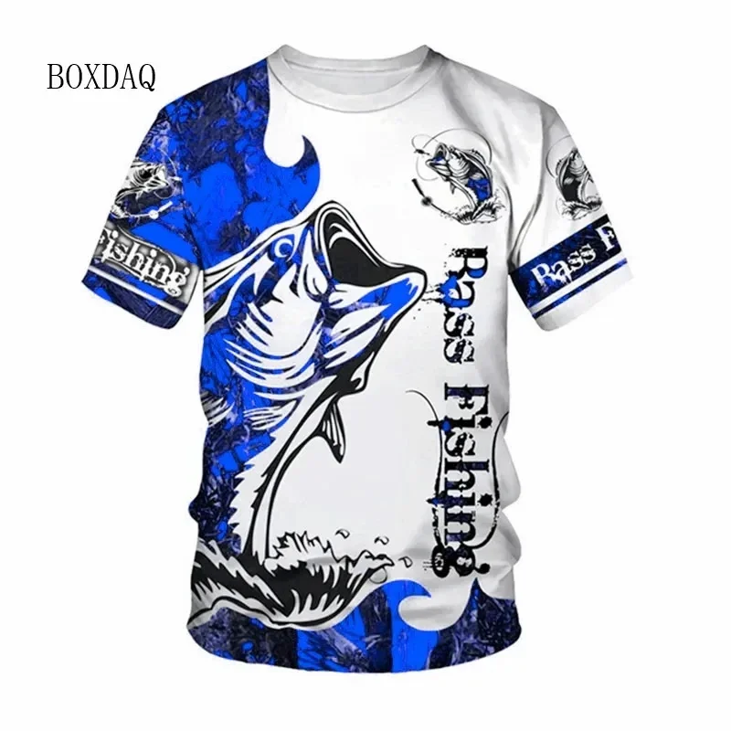 

Men's Fishing T-shirts Summer Short Sleeve 3d Fish Print Street Hip Hop Big Size Man Tees Loose Casual O-Neck Tops Plus Size 6XL