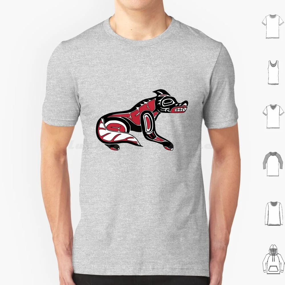 Canadian Wolf Totem Indian Art T Shirt Cotton Men Women DIY Print Totem Northwest Pacific Tlingit Indian Native Art Native