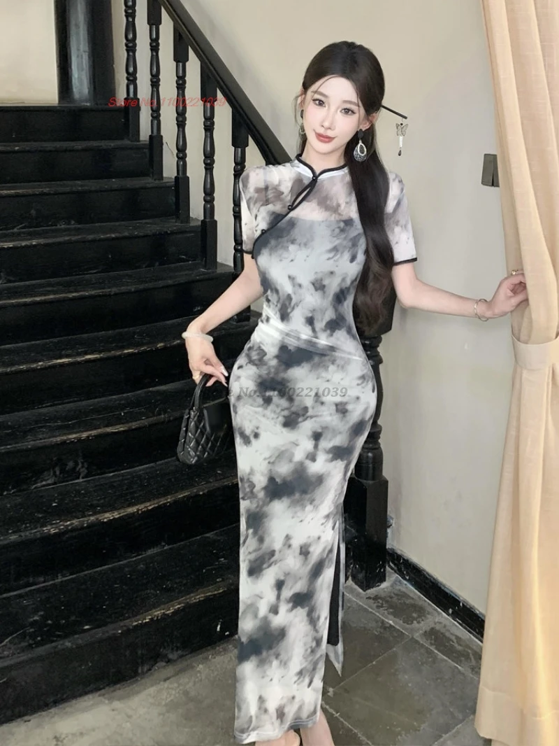2026-chinese-sexy-dress-improved-cheongsam-traditional-ink-painting-mesh-qipao-dress-retro-banquet-evening-qipao-dress-vestido
