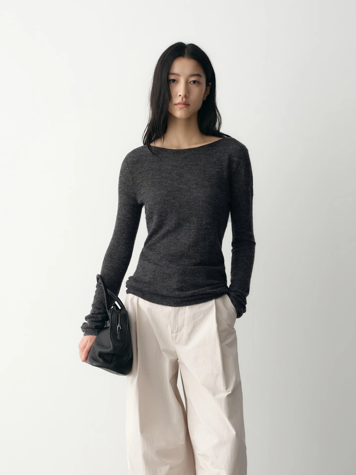 

Spring Summer New Sle Women's Knitted Sweater One-oulder Lazy Comfortable Blend Camere Long Sve Nylon A-Line Top