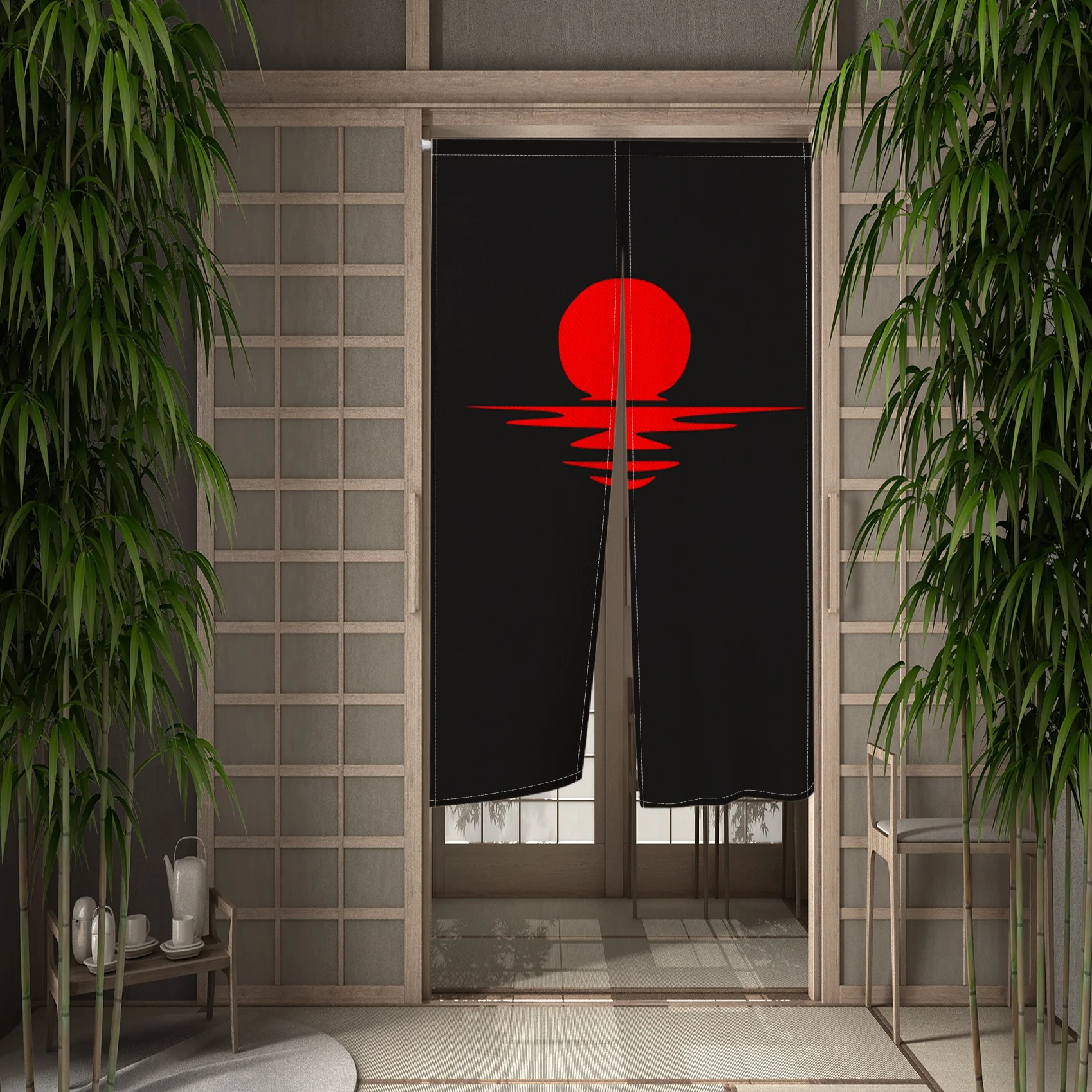 Japanese Printed Door Curtain Kitchen Partition Doorway Curtains Cherry Blossoms Linen Decorative Cafe Restaurant Curtain