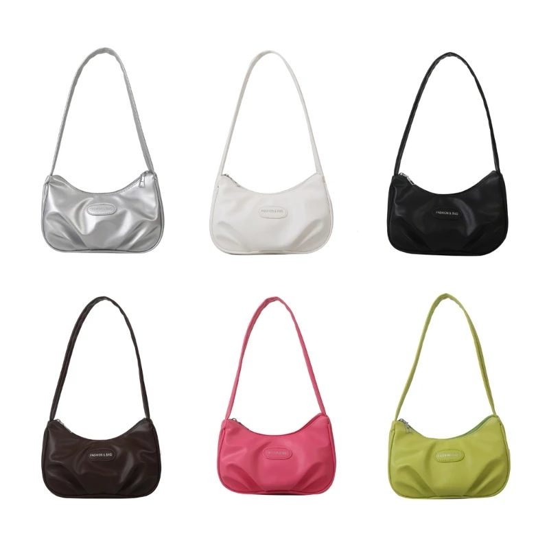 E74B Bolso bolso para axila, bolsos hombro para niña y mujer, bolsos plisados ​​en forma bolso