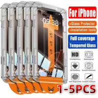 1-5Pcs Oleophobic Coating Dust Free Easy Installation Screen Protector For iPhone 15 14 13 12 11 X XS 16 Plus 17 Pro Max Glass
