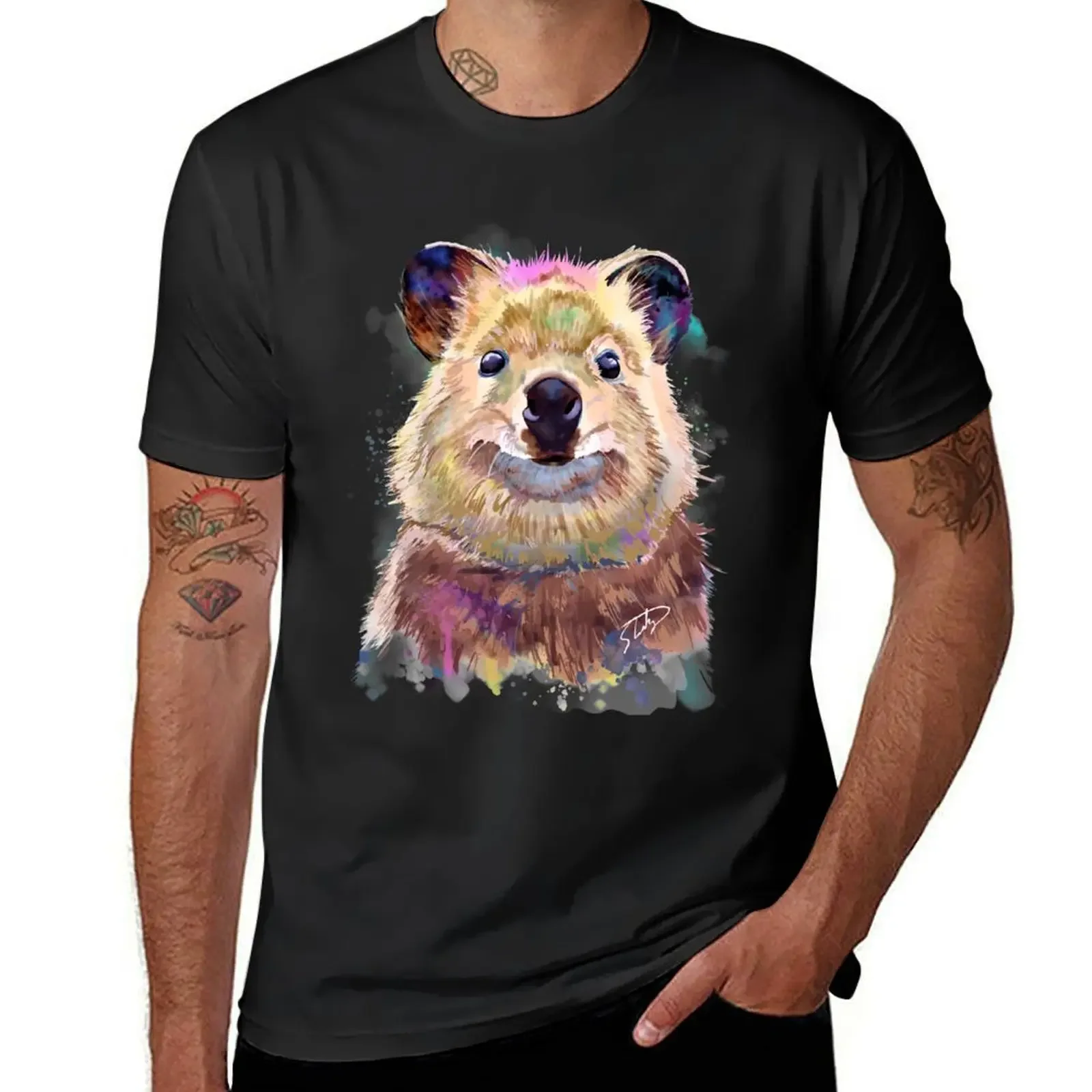 Smiling Quokka Splash Watercolor T-Shirt sublime oversized for a boy animal prinfor boys shirts men