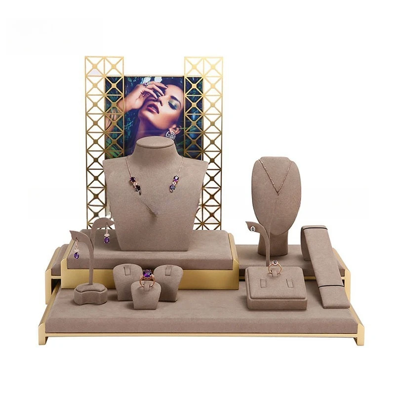 Original jewelry window display props, diamond color treasure gold jewelry high cabinet, wall display